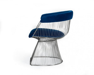 Modrest Lauren - Blue Velvet and Stainless Steel Dining Chair