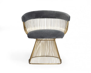 Modrest Lauren - Grey Velvet and Brushed Gold Dining Chair