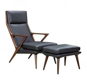 Modrest Fulton Modern Black Lounge Chair & Ottoman