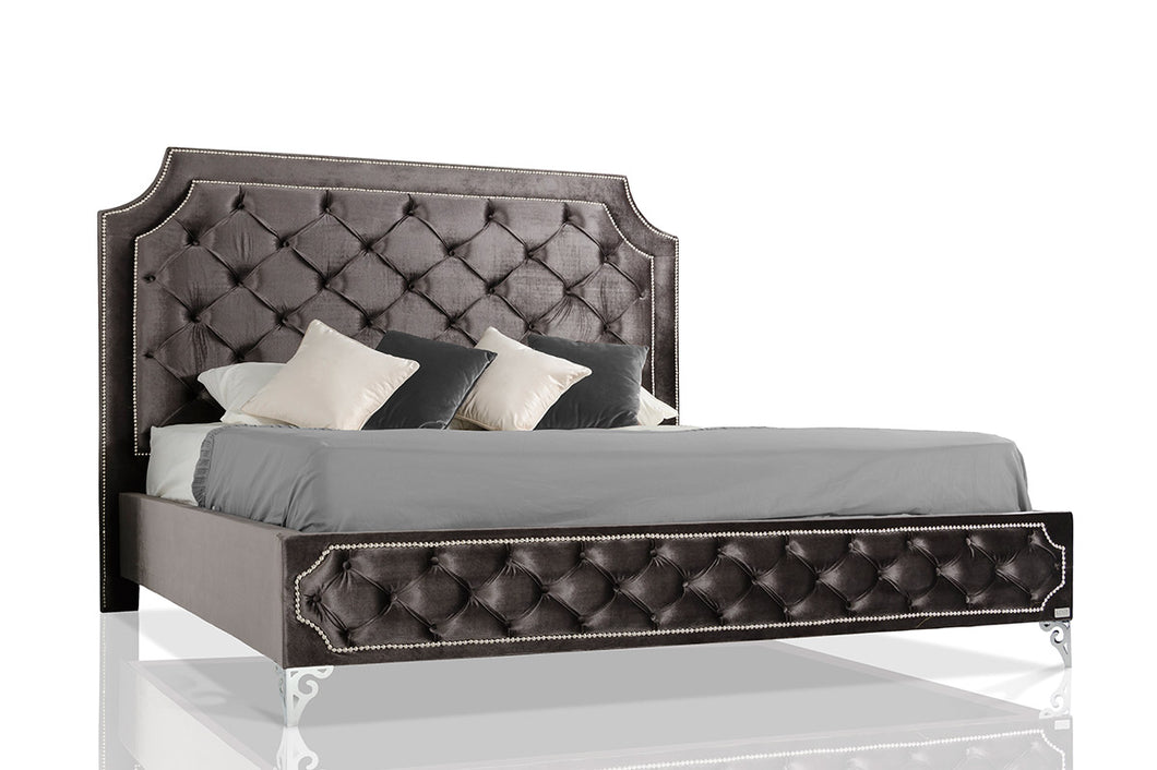 Modrest Leilah - Transitional Tufted Fabric Bed without Crystals