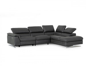 Divani Casa Maine - Modern Dark Grey Eco-Leather Right Facing Sectional Sofa with Recliner