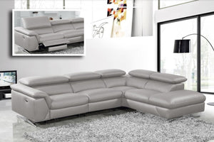 Divani Casa Maine - Modern Medium Grey Eco-Leather Right Facing Sectional Sofa with Recliner