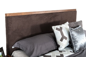 Modrest Marshall Mid-Century Modern Brown Fabric & Walnut Bed