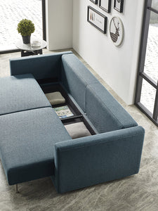 Divani Casa Fredonia Modern Blue-Green Fabric Sofa Bed with Storage