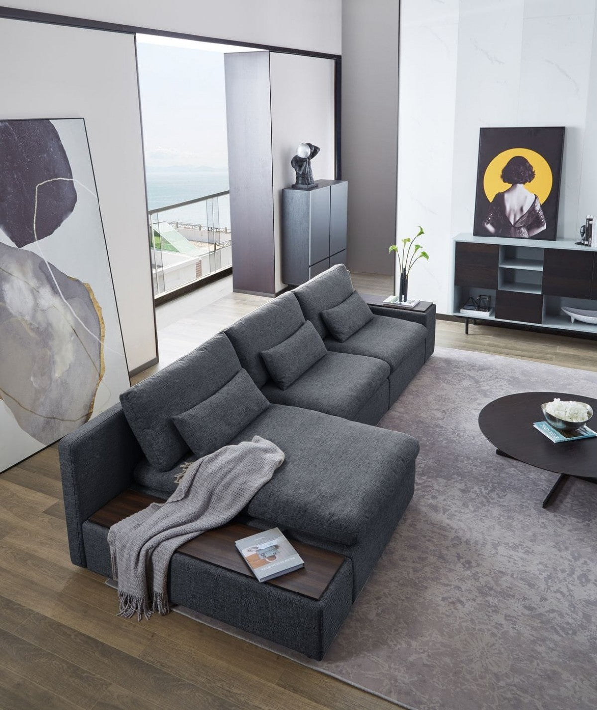 Divani Casa Paseo - Modern Grey Modular Sectional Sofa