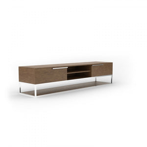 Modrest Heloise - Modern Walnut and Stainless Steel TV Stand