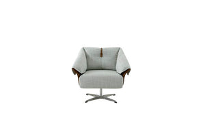 Modrest Ohio - Swivel Grey and Camel Fabric Accent Chair
