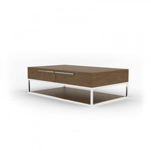 Load image into Gallery viewer, Modrest Heloise - Modern Walnut and Stainless Steel Coffee Table
