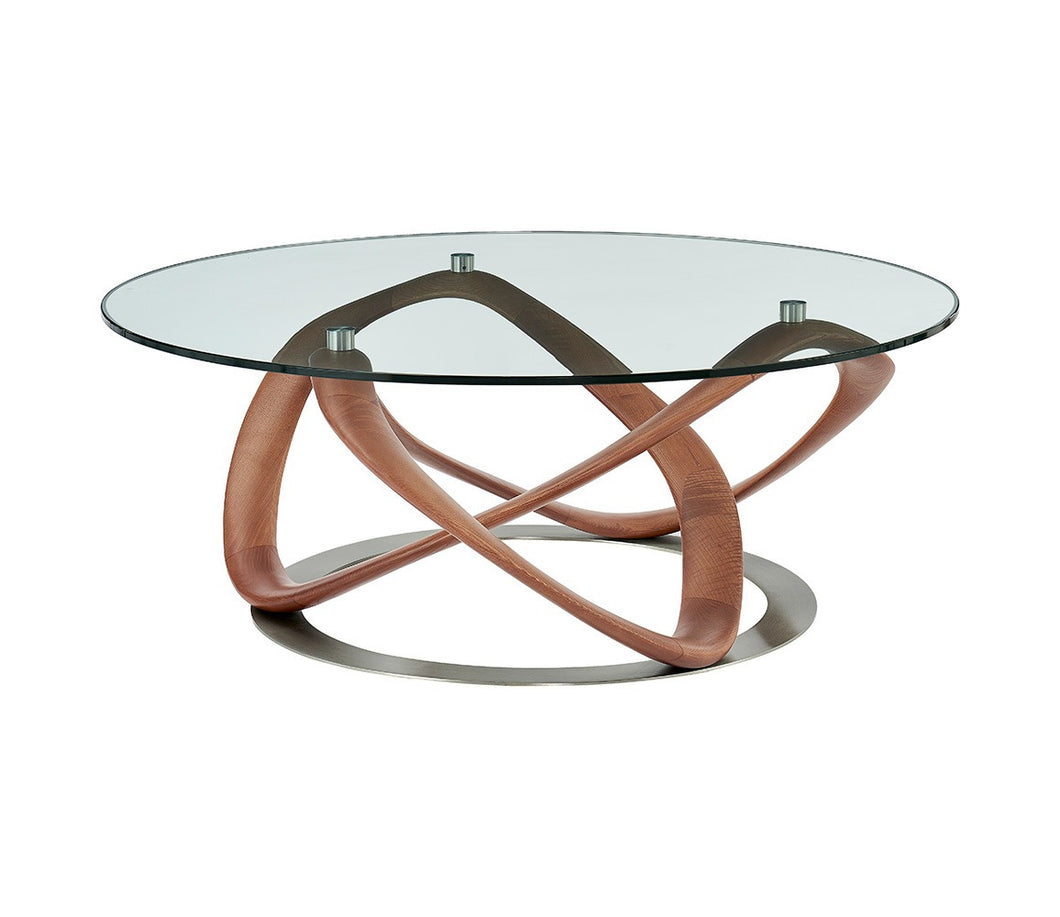 Modrest Michele - Modern Glass + Walnut Coffee Table
