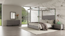 Load image into Gallery viewer, Modrest Arlene Modern Grey Elm &amp; Stainless Steel Canopy Bed
