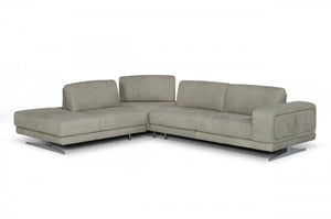 Coronelli Collezioni Mood - Italian Grey Leather Left Facing Sectional Sofa