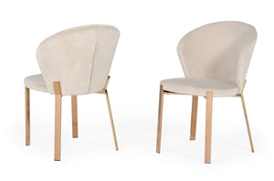 Modrest Nadia - Modern Beige Velvet & Rosegold Dining Chair (Set of 2)