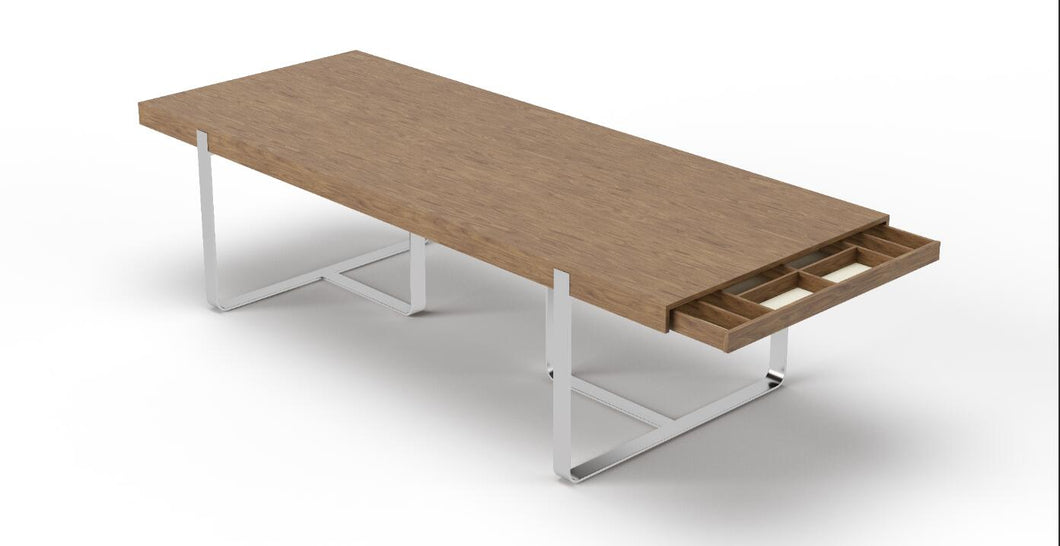 Modrest Pauline- Modern Walnut and Stainless Steel Dining Table
