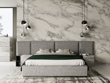 Load image into Gallery viewer, Nova Domus Maranello - Modern Grey Fabric Bed w/ Two Nightstands
