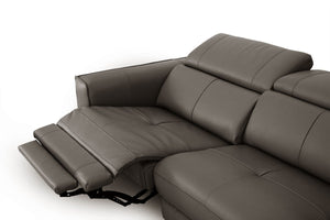 Divani Casa Nella - Modern Dark Grey Leather Sofa w/ Electric Recliners