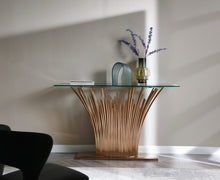Load image into Gallery viewer, Modrest Paxton - Modern Glass + Rosegold Console Table
