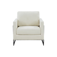 Load image into Gallery viewer, Modrest Prince - Contemporary Cream Fabric + Black Metal Accent Chair
