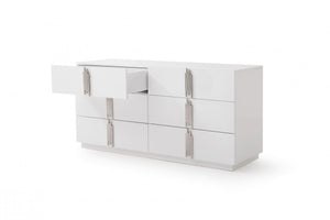 Modrest Token - Modern White & Stainless Steel Bedroom Set