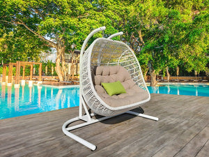 Renava San Juan Outdoor White & Beige Hanging Chair