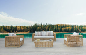 Renava Ko Tao - Outdoor White + Wicker Sofa Set