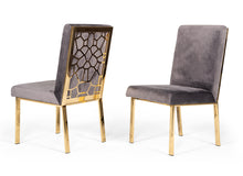 Load image into Gallery viewer, Modrest Reba Modern Grey Velvet &amp; Gold Dining Chair (Set of 2)
