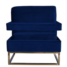 Load image into Gallery viewer, Modrest Edna Modern Blue Velvet &amp; Gold Accent Chair
