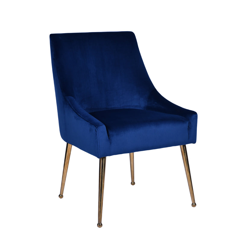 Modrest Castana Modern Blue Velvet & Gold Dining Chair (Set of 2)
