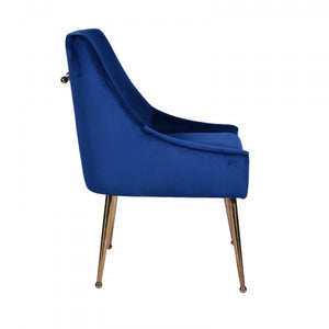 Modrest Castana Modern Blue Velvet & Gold Dining Chair (Set of 2)