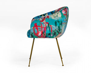 Modrest Roxann - Contemporary Floral Velvet Gold Dining Chair