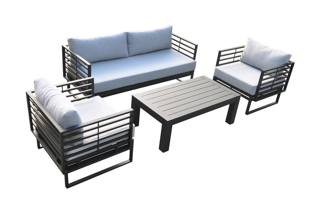 Renava Wharf Outdoor Grey & Black Sofa Set