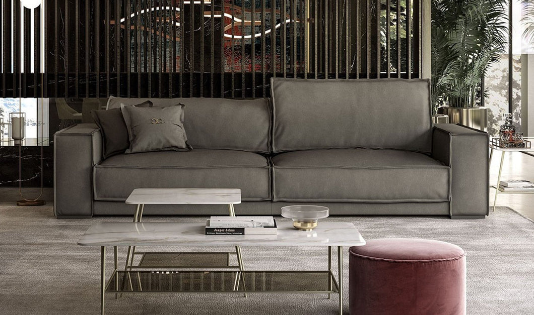 Coronelli Collezioni Sevilla - Italian Contemporary Grey Leather Sofa