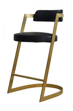 Load image into Gallery viewer, Modrest Shandra - Black Pleather + Gold Counter Stool
