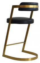 Load image into Gallery viewer, Modrest Shandra - Black Pleather + Gold Counter Stool
