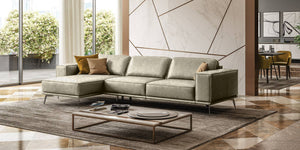 Coronelli Collezioni Soho - Italian Left Facing Grey Maya Cloud Leather Sectional Sofa