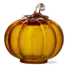 Load image into Gallery viewer, Crosshatch Amber Glass Pumpkin, Small

