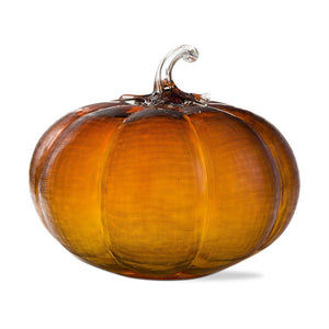 Crosshatch Amber Glass Pumpkin, Large