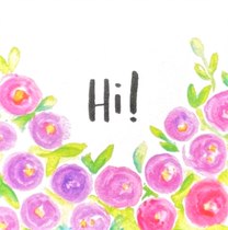 Hi with Flowers Mini Postcard