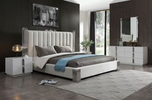 Modrest Token - Modern White & Stainless Steel Bed