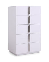 Load image into Gallery viewer, Modrest Token - Modern Glossy White &amp; Stainless Steel Chest
