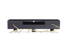 Load image into Gallery viewer, Modrest Legend Modern Black &amp; Champagne Gold TV Stand
