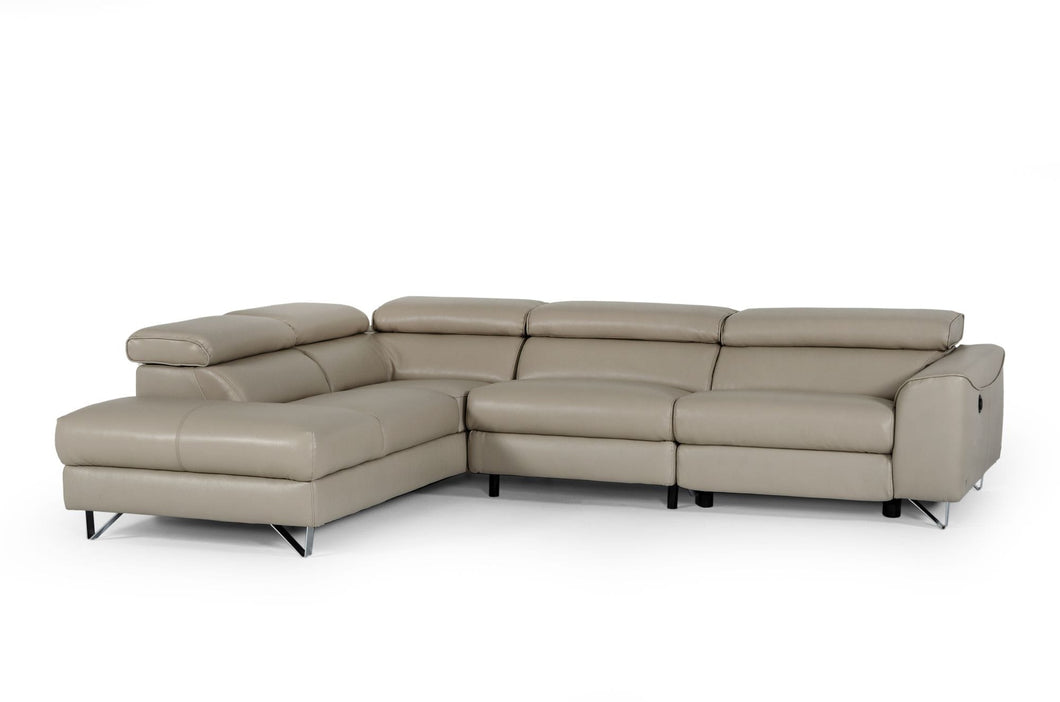 Divani Casa Versa - Modern Light Taupe Teco-Leather Left Facing Sectional Sofa with Recliner