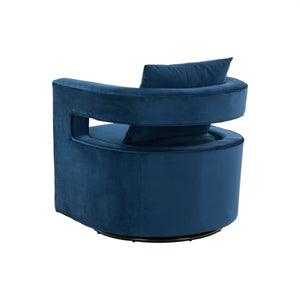 Modrest Wells - Modern Blue Velvet Swivel Accent Chair