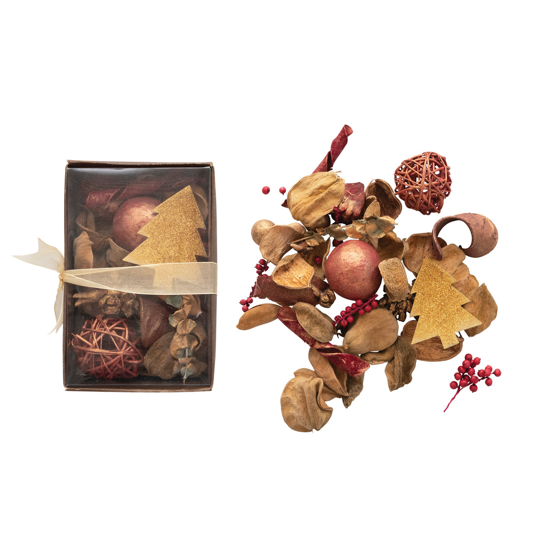 Holiday Dried Natural Organic Mix in Box, Red & Gold Finish