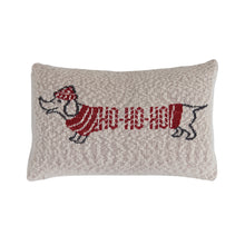 Load image into Gallery viewer, Holiday &quot;HO-HO-HO&quot; Dachshund Knit Lumbar Pillow

