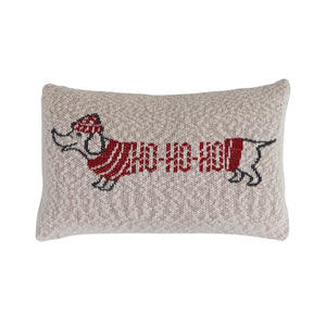 Holiday "HO-HO-HO" Dachshund Knit Lumbar Pillow