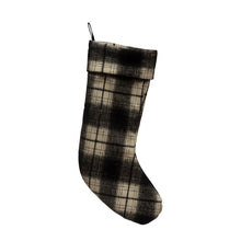 Load image into Gallery viewer, Plaid Fabric Stocking, Black and White
