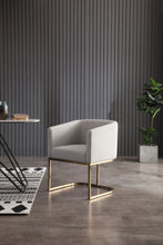 Load image into Gallery viewer, Modrest Yukon - Modern Light Grey Fabric + Antique Brass Dining Chair
