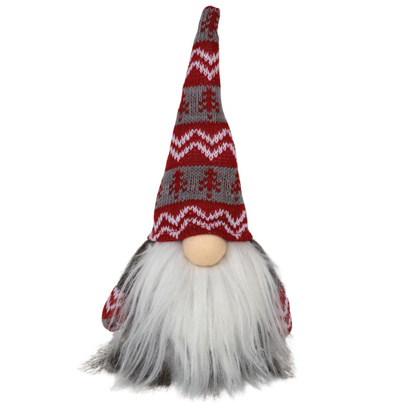 Furry Gnome Santa, Grey and Red